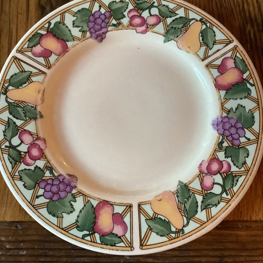 Sakura Trellis Fruits Vintage Dessert Plates - set of 5 - stoneware